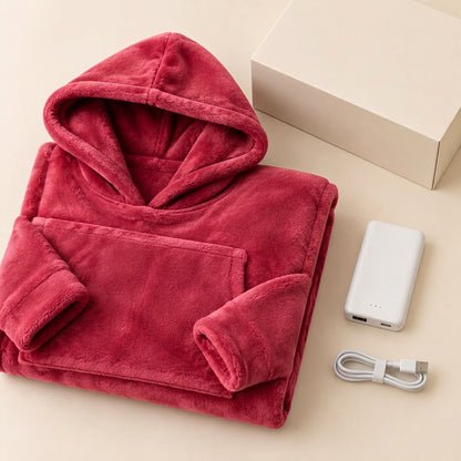 Pink Warmora heated blanket set with power bank and USB cable